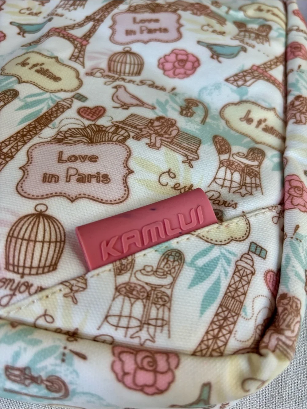 KAMLUI Paris Eiffel Tower Laptop Messenger Bag Pink Floral Crossbody